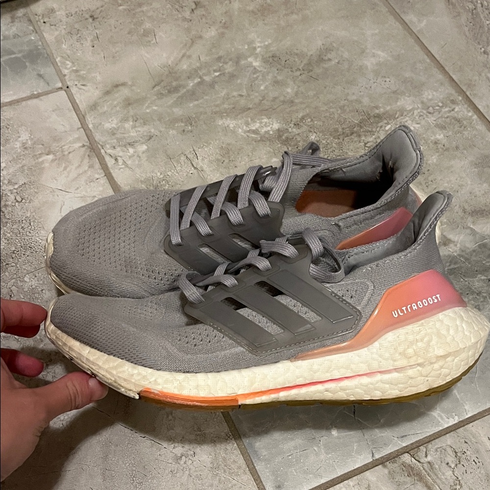 Adidas Ultraboost Gray and Pink Running Shoes